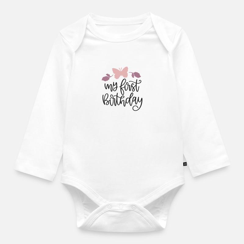Mon premier anniversaire - Body Bébé bio manches longues - blanc