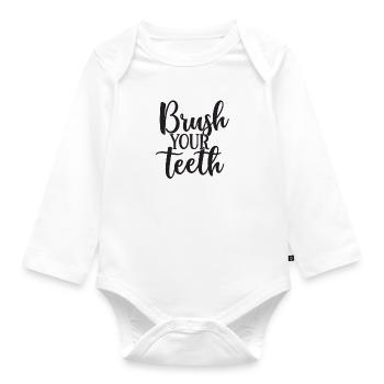 Brush your teeth - Organic Longsleeve Baby Bodysuit - white - Front