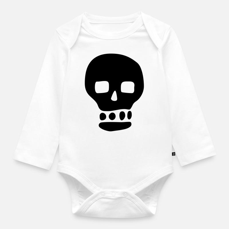 Skull / Pirate / Hacker - Organic Longsleeve Baby Bodysuit - white
