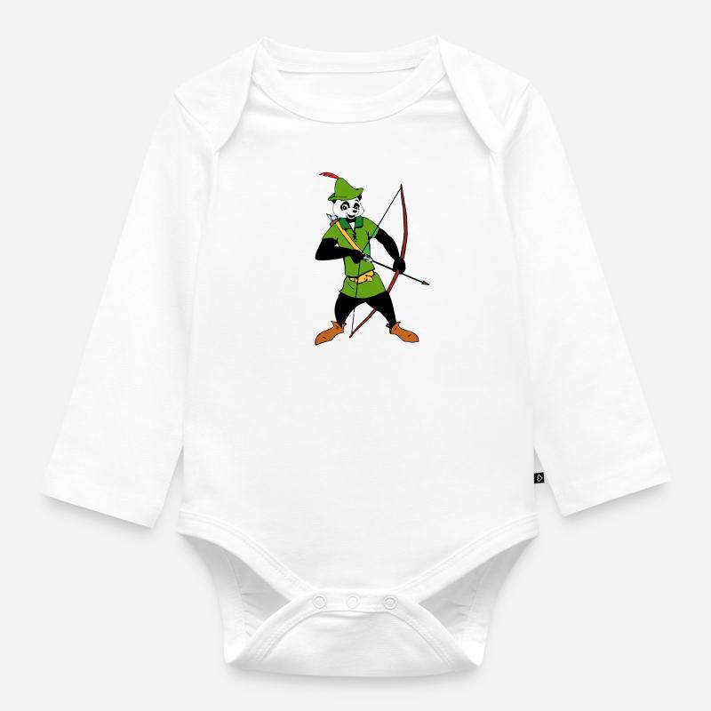 Holzpanda - Baby Bio-Langarm-Body - Weiß