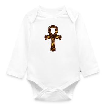 Ankh Egyptienne dorée - Body Bébé bio manches longues - blanc - Devant