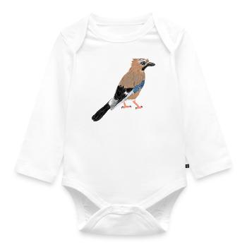 Eichelhäher / Eurasian Jay I - Baby Bio-Langarm-Body - Weiß - Vorne