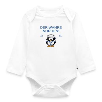 Der wahre Norden! Hamburg - blau - Baby Bio-Langarm-Body - Weiß - Vorne