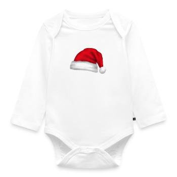 Santa hat - Organic Longsleeve Baby Bodysuit - white - Front