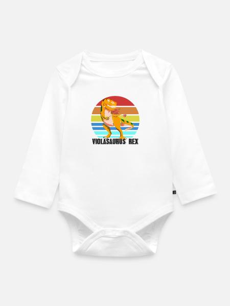 Bratsche Dinosaurier - Baby Bio-Langarm-Body - Weiß