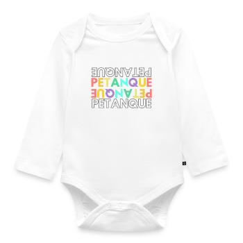 Boule Pétanque Farbenfroh - Baby Bio-Langarm-Body - Weiß - Vorne