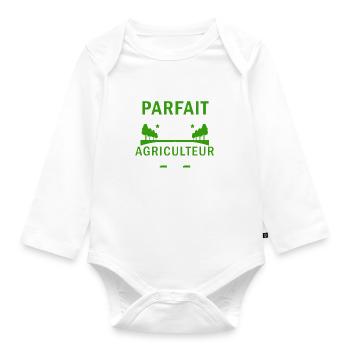 je ne suis pas parfait mais je suis agriculteur - Body Bébé bio manches longues - blanc - Devant