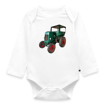 Tractor DDR activist RS03 - Organic Longsleeve Baby Bodysuit - white - Front