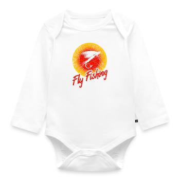 Fly fisherman Fly trout fisherman - Organic Longsleeve Baby Bodysuit - white - Front