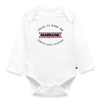 T shirt veux tu être ma marraine? - Body Bébé bio manches longues - blanc - Devant