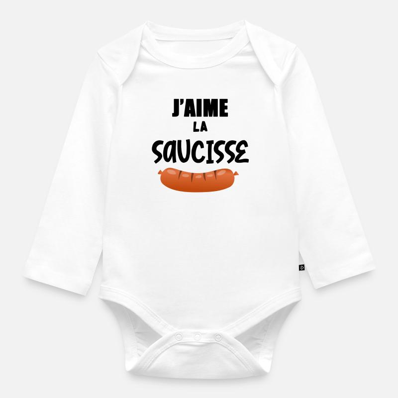 J'aime la saucisse - Body Bébé bio manches longues - blanc