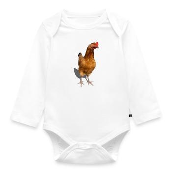 poule - Body Bébé bio manches longues - blanc - Devant
