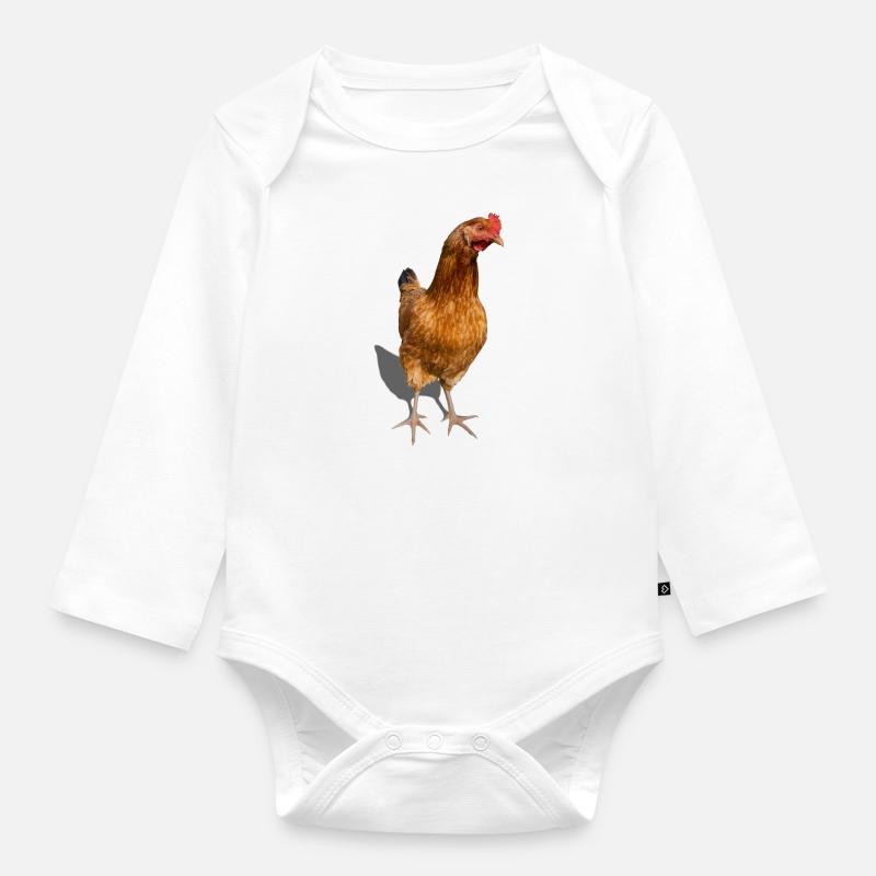poule - Body Bébé bio manches longues - blanc