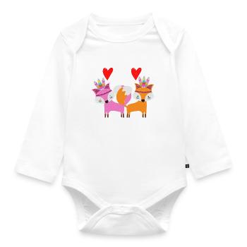 Fox love, couple, relationship - Organic Longsleeve Baby Bodysuit - white - Front