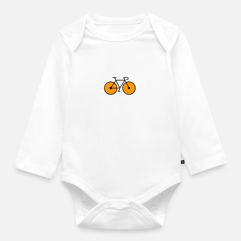 vélo de course orange - Body Bébé bio manches longues - blanc