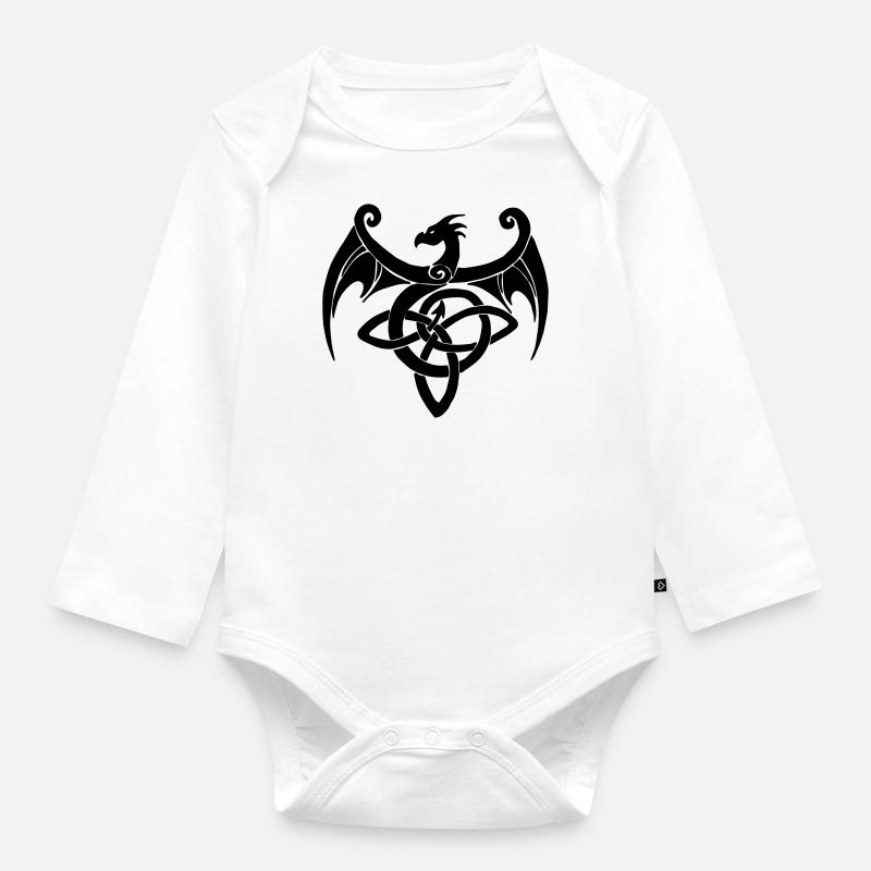 Dragon celtique - Body Bébé bio manches longues - blanc