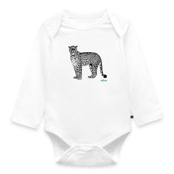 Leopard - Organic Longsleeve Baby Bodysuit - white - Front