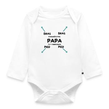 T'inquiète pas Papa tu y arriveras Bébé Body - Body Bébé bio manches longues - blanc - Devant