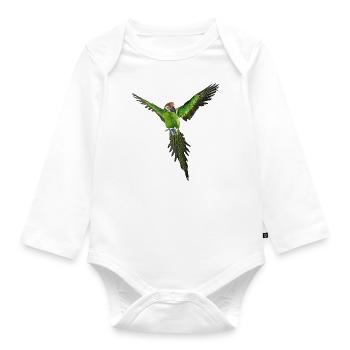 papagei vert ara oiseau - Body Bébé bio manches longues - blanc - Devant