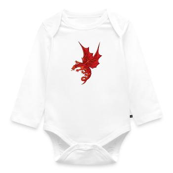 Impressive Red Dragon - Organic Longsleeve Baby Bodysuit - white - Front