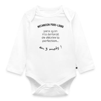 mécano parfait 3 mots - Body Bébé bio manches longues - blanc - Devant