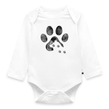 patte malamute gris - Body Bébé bio manches longues - blanc - Devant