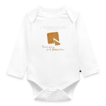 L' MAROILLES - Body Bébé bio manches longues - blanc - Devant