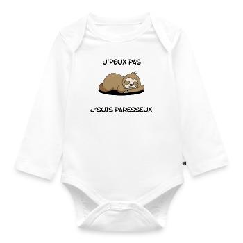 Ich kann nicht, ich bin faul - Baby Bio-Langarm-Body - Weiß - Vorne