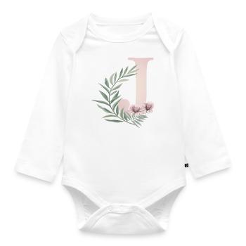 Letter J with flowers - Organic Longsleeve Baby Bodysuit - white - Front