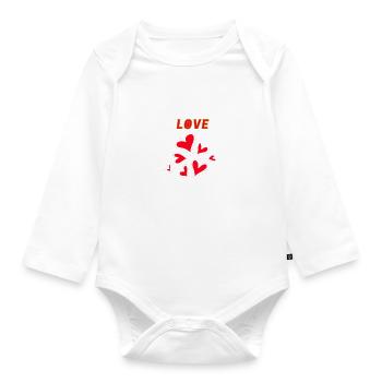 Love - Love parade - Organic Longsleeve Baby Bodysuit - white - Front