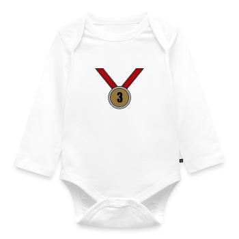 3rd place medal - Organic Longsleeve Baby Bodysuit - white - Front