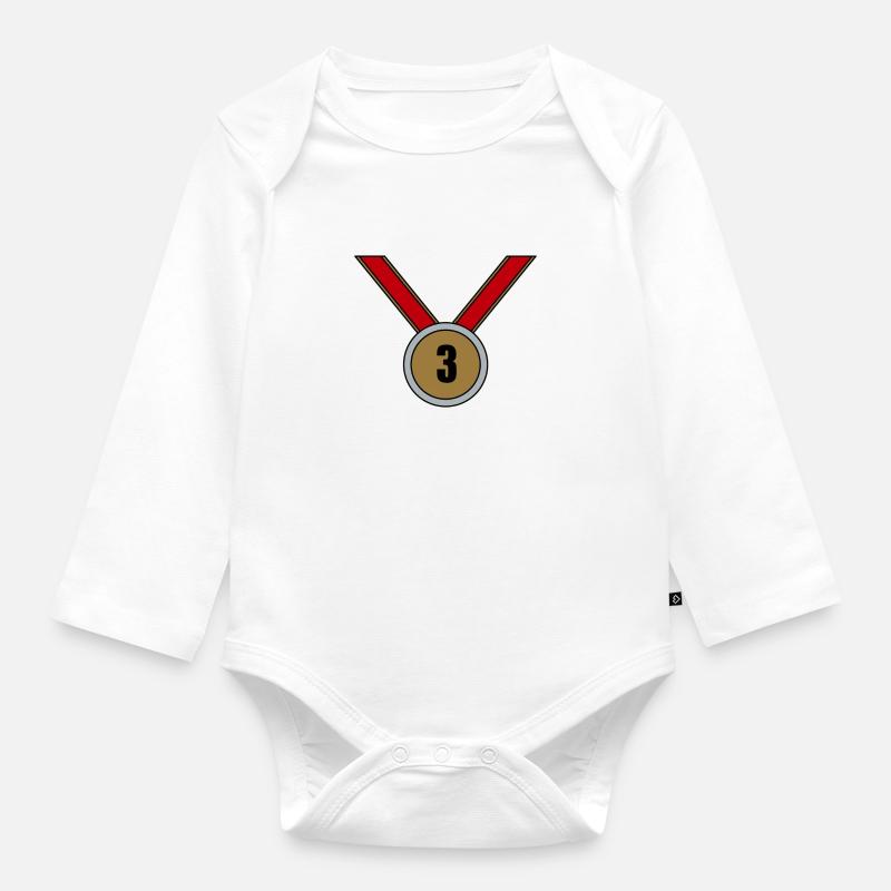 3. Platz Medaille - Baby Bio-Langarm-Body - Weiß