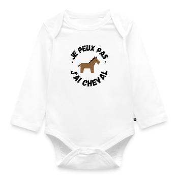 je peux pas j ai cheval animal équitation - Body Bébé bio manches longues - blanc - Devant