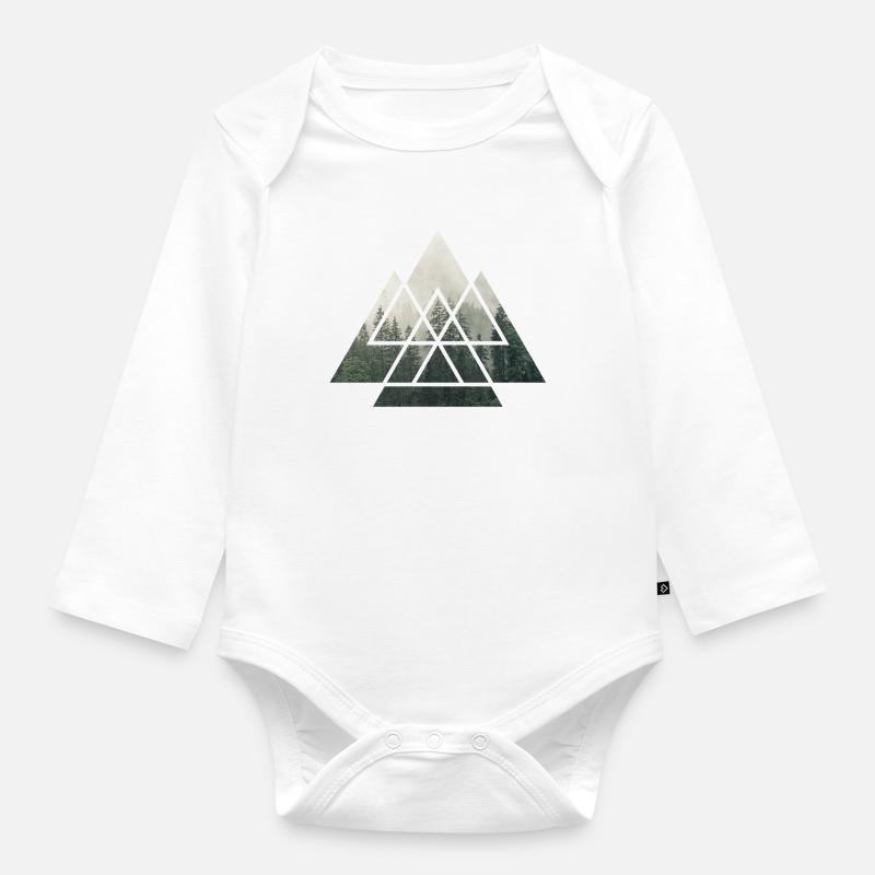 Géométrie de la nature forestière - Body Bébé bio manches longues - blanc