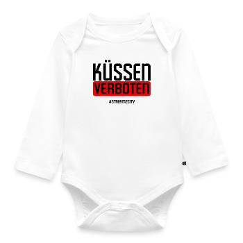 küssen verboten schwarz - Baby Bio-Langarm-Body - Weiß - Vorne