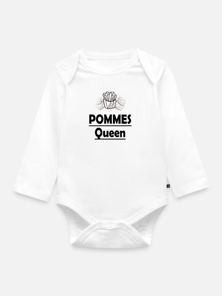 Pommes Queen - Baby Bio-Langarm-Body - Weiß