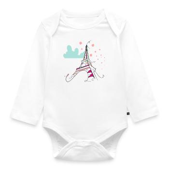 Eiffel Tower - Organic Longsleeve Baby Bodysuit - white - Front