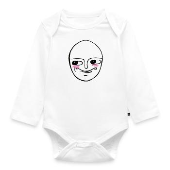 Stupid face - Organic Longsleeve Baby Bodysuit - white - Front