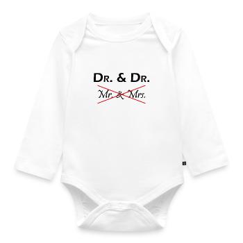 Dr Phd Student Gift - Organic Longsleeve Baby Bodysuit - white - Front