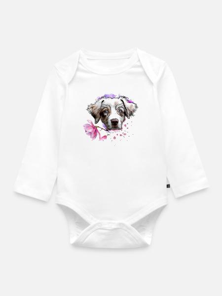 Aussie - Baby Bio-Langarm-Body - Weiß