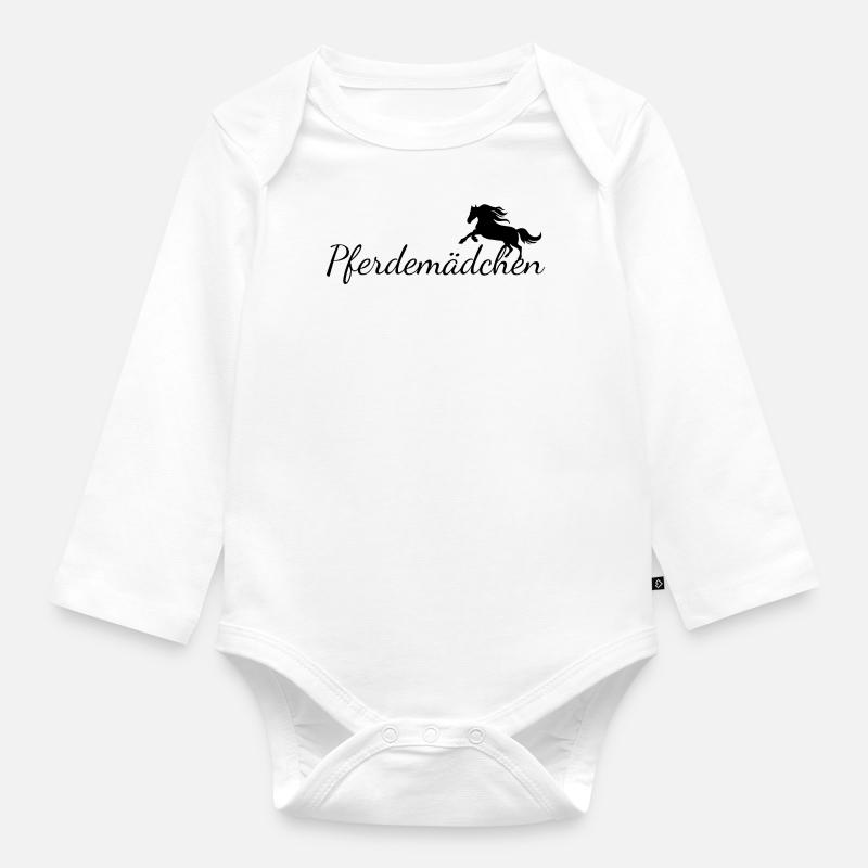 Pferdemädchen Pferd Design - Baby Bio-Langarm-Body - Weiß