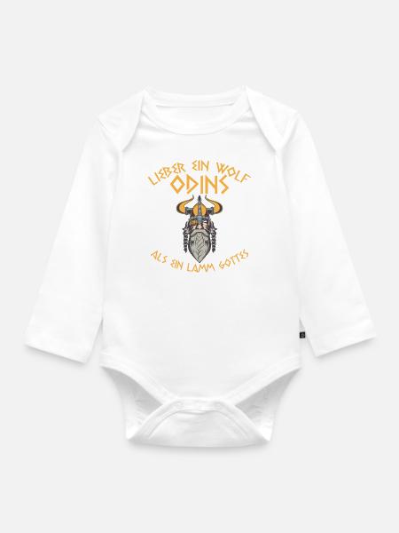 Wolf Odins lamm gottes Geschenk Dänemark Nord - Baby Bio-Langarm-Body - Weiß