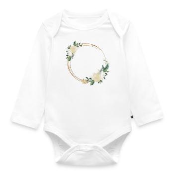 Flowers Wreath White Roses Personalizable - Organic Longsleeve Baby Bodysuit - white - Front