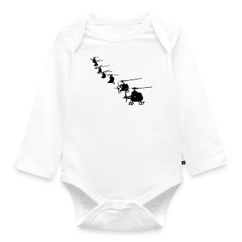 formation Helicopter Helicopter Helicopter - Organic Longsleeve Baby Bodysuit - white - Front
