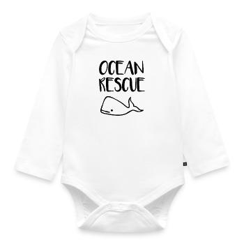 Ocean Rescue! Save the oceans! - Organic Longsleeve Baby Bodysuit - white - Front
