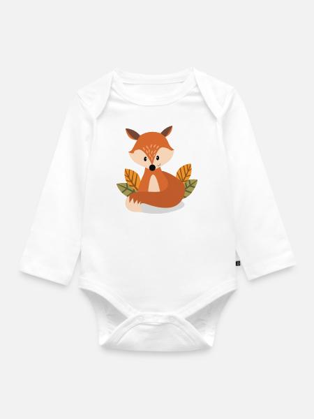 Fuchs - Baby Bio-Langarm-Body - Weiß