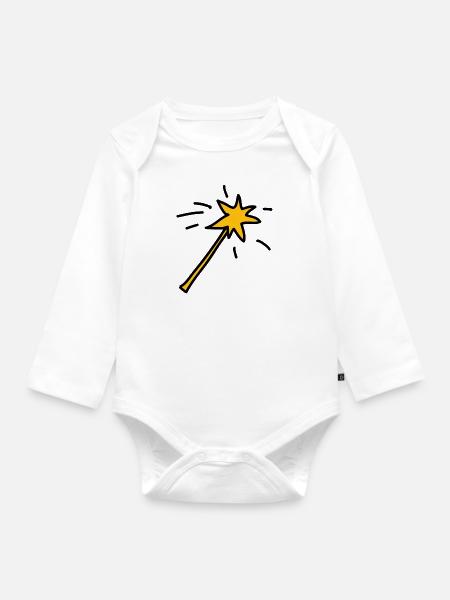 Zauberstab! - Baby Bio-Langarm-Body - Weiß