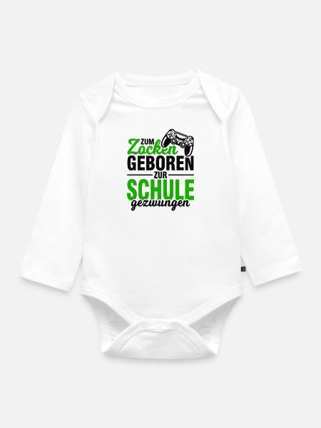 Zocken Zocker Gaming Gamer Schüler Geschenk - Baby Bio-Langarm-Body - Weiß