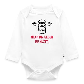 Baby Milch Fläschen - Baby Bio-Langarm-Body - Weiß - Vorne