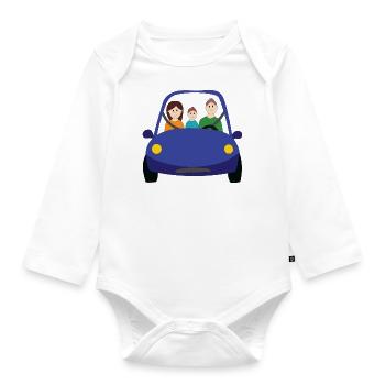 Together in the car - Organic Longsleeve Baby Bodysuit - white - Front